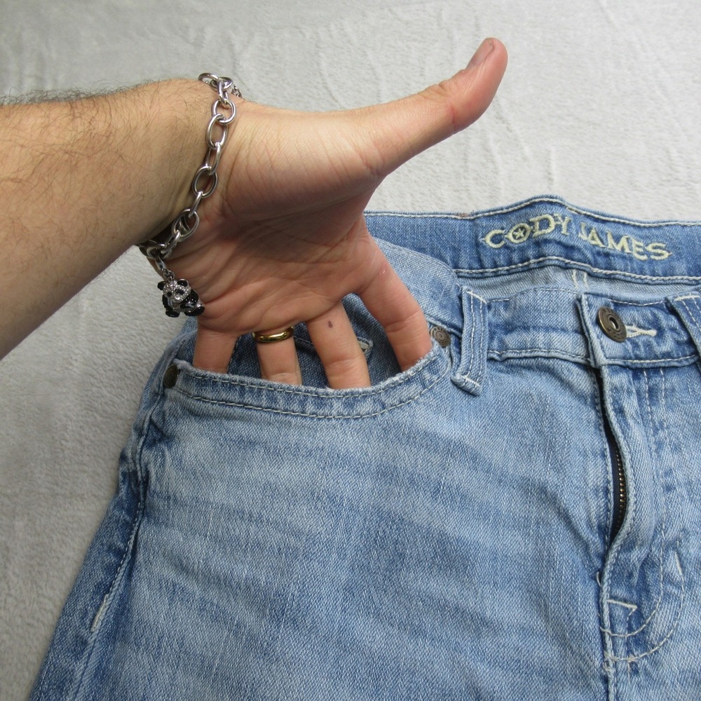 Cody James Jeans Mens 31x31 Light Wash Denim Flared Boot Cut Work Relax Wide Leg - Picture 8 of 15